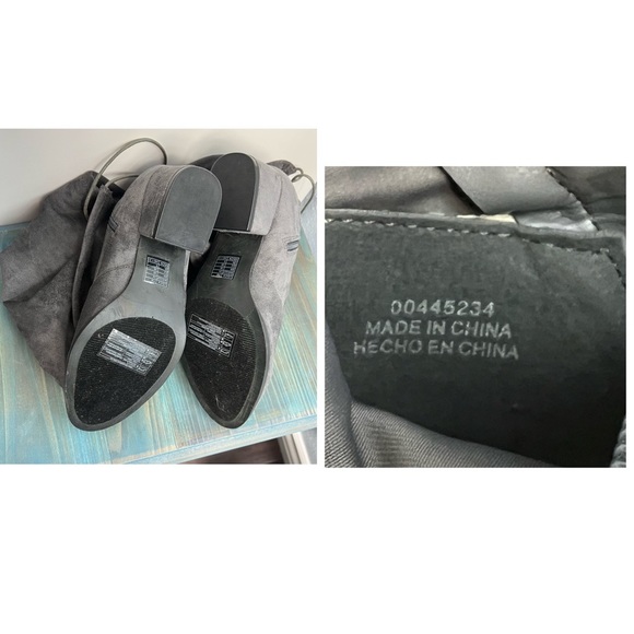 NWOT Gray Faux Suede Over the Knee Boots | Block Heel Tie Back Zip | Fall Winter - Picture 17 of 17